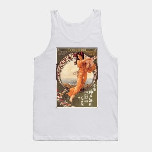 Exhibition in Japan by Alfons Mucha - Vintage Art Nouveau Advertising Poster Design Tank Top